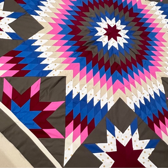 Texas Lone Star Patchwork Cotton Quilt Top/Topper Machine pieced 86x86” - Picture 3 of 4